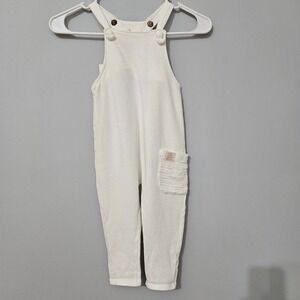 New Zara Baby Knit‎ Overalls Cream White Cotton Jumpsuit 2-3 Years